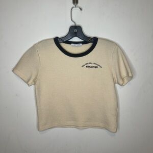 Zara Cream Tee with Black Trim